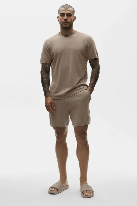 Maglia in cotone e cashmere Ever Soft a maniche corte - Gravel