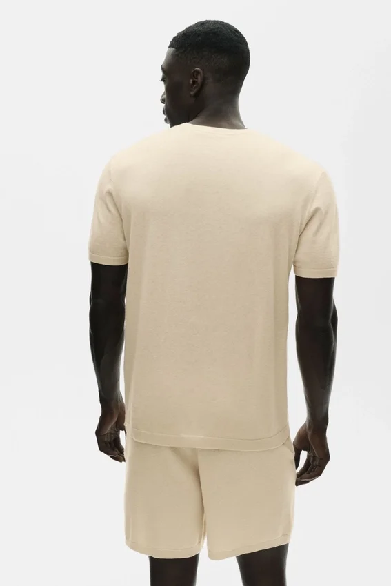 Maglia in cotone e cashmere Ever Soft con pantaloncini maniche corte - Sandy Beige