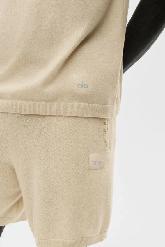 Maglia in cotone e cashmere Ever Soft con pantaloncini maniche corte - Sandy Beige