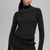 Maglia in denim con spalle scoperte e maniche lunghe - Nero/Antracite