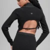 Maglia in denim con spalle scoperte e maniche lunghe - Nero/Antracite