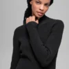 Maglia in denim con spalle scoperte e maniche lunghe - Nero/Antracite