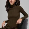 Maglia in stile denim con spalle scoperte e maniche lunghe - Espresso/Nero
