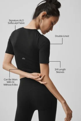 Maglietta a maniche corte Alo Softsculpt Precision – Nero