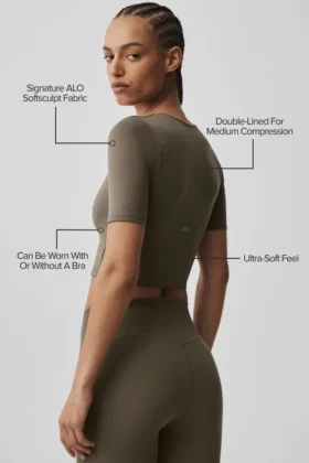 Maglietta a maniche corte Alo Softsculpt Precision – Olive Tree