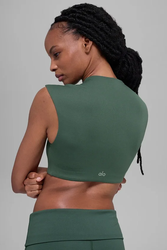 Maglietta a maniche corte con colletto "Capped out" Alo Softsculpt - Verde trifoglio