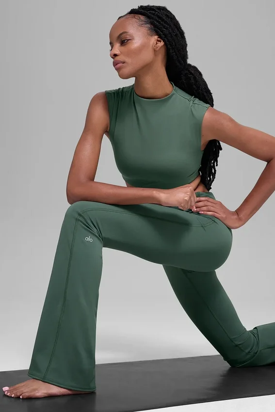 Leggings svasati con orlo ripiegabile Alo Softsculpt - Verde trifoglio