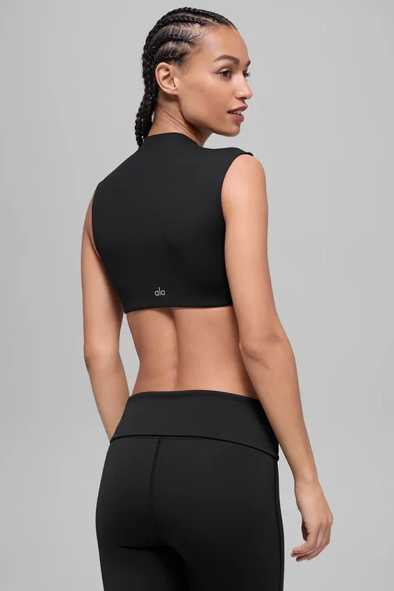 Maglietta a maniche corte con collo arrotondato Alo Softsculpt - Nero