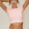 Maglietta a maniche corte My Serve in cotone e cashmere - Rosa sole/Bianco