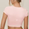 Maglietta a maniche corte My Serve in cotone e cashmere - Rosa sole/Bianco