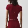 Maglietta a maniche corte senza cuciture in modal a coste - Rosso Summer Romance