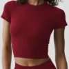 Maglietta a maniche corte senza cuciture in modal a coste - Rosso Summer Romance