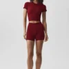 Maglietta a maniche corte senza cuciture in modal a coste - Rosso Summer Romance