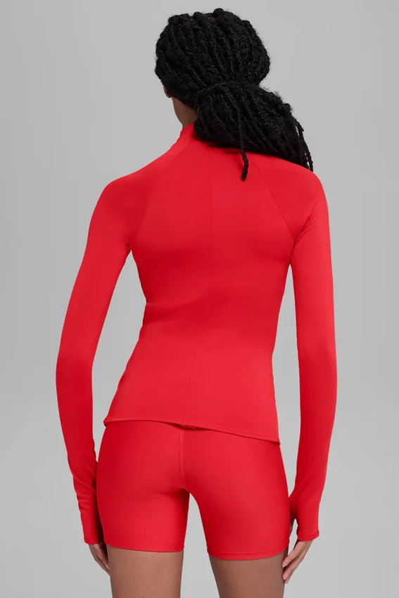Maglietta a maniche lunghe Airlift Winter Warm con zip a 1/4 - Rosso brillante