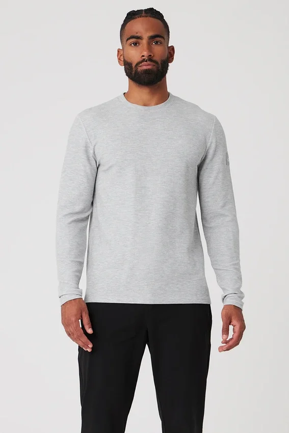 Maglietta a maniche lunghe Micro Waffle Fast Break - Grigio melange sportivo