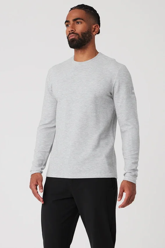 Maglietta a maniche lunghe Micro Waffle Fast Break - Grigio melange sportivo