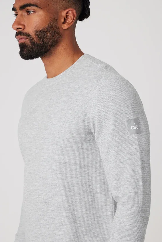 Maglietta a maniche lunghe Micro Waffle Fast Break - Grigio melange sportivo