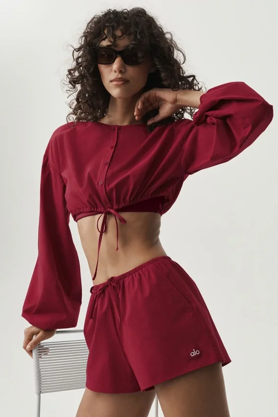 Maglietta con maniche lunghe corta in cotone Real Deal - Rosso Summer Romance