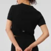 Maglietta polo in cashmere a trama waffle - Nero
