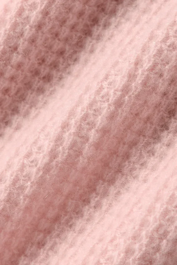 Maglietta polo in morbido cashmere a trama a nido d’ape - Rosa quarzo