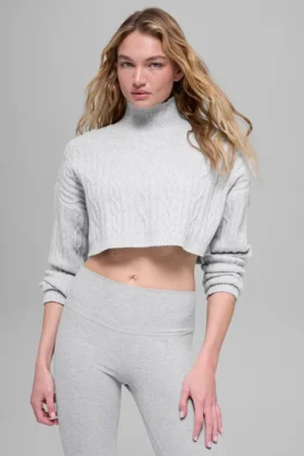 Maglione a collo alto corto a maglia intrecciata Winter Bliss a maniche lunghe - Athletic Heat
