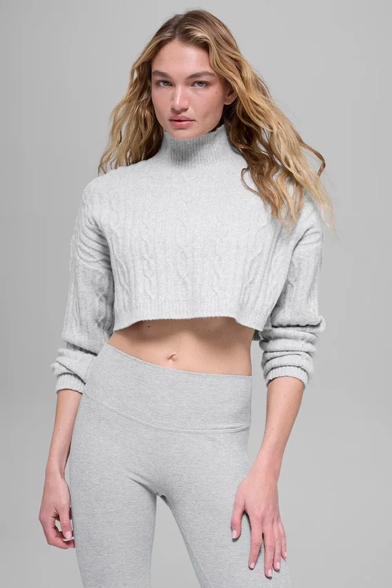 Maglione a collo alto corto a maglia intrecciata Winter Bliss a maniche lunghe - Athletic Heat