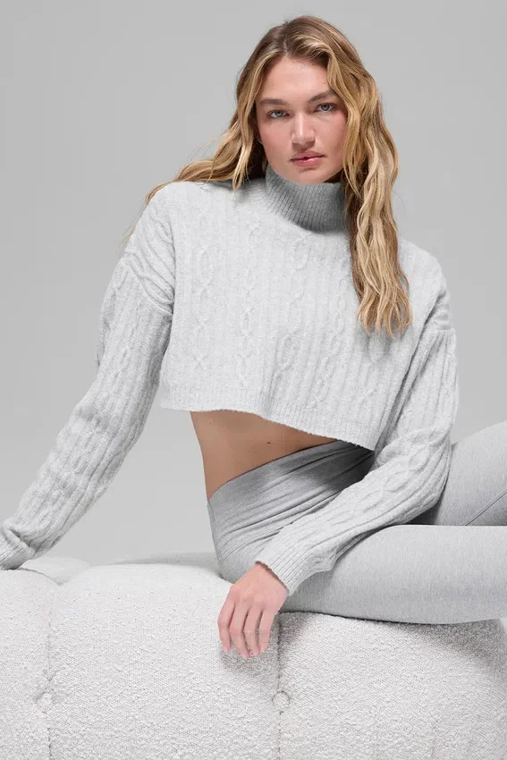 Maglione a collo alto corto a maglia intrecciata Winter Bliss a maniche lunghe - Athletic Heat