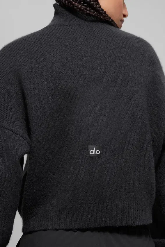Maglione a collo alto corto New Class in lana e cashmere - Nero