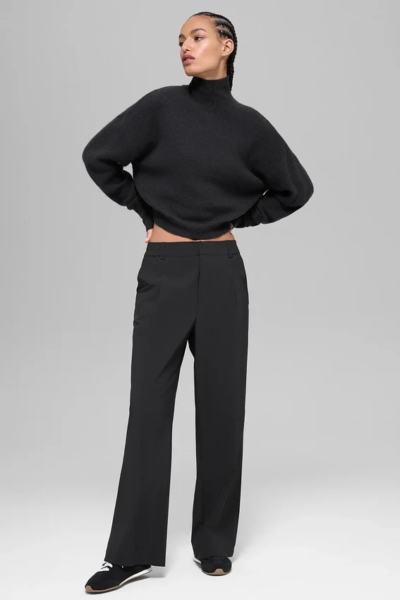 Maglione a collo alto corto New Class in lana e cashmere - Nero