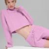 Maglione a collo alto corto Winter Bliss a maglia intrecciata a maniche lunghe - Candy Heart P