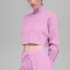 Maglione a collo alto corto Winter Bliss a maglia intrecciata a maniche lunghe - Candy Heart P