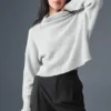 Maglione a collo alto in cashmere morbido a trama waffle - Grigio melange atletico