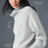 Maglione a collo alto in cashmere morbido a trama waffle - Grigio melange atletico