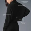 Maglione a collo alto in morbido cashmere a trama a nido d’ape - Nero