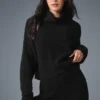 Maglione a collo alto in morbido cashmere a trama a nido d’ape - Nero