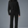 Maglione a collo alto in morbido cashmere a trama a nido d’ape - Nero