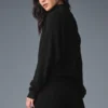 Maglione a collo alto in morbido cashmere a trama a nido d’ape - Nero