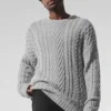 Maglione a collo rotondo con lavorazione a trecce - Grigio melange sportivo