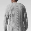Maglione a collo rotondo con lavorazione a trecce - Grigio melange sportivo