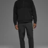 Maglione a costine Domain Shift con zip a 1/4 - Nero
