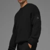 Maglione a girocollo con maglia a coste Domain - Nero