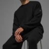 Maglione a girocollo con maglia a coste Domain - Nero
