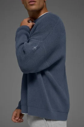 Maglione a girocollo in maglia a coste Domain – Bluestone
