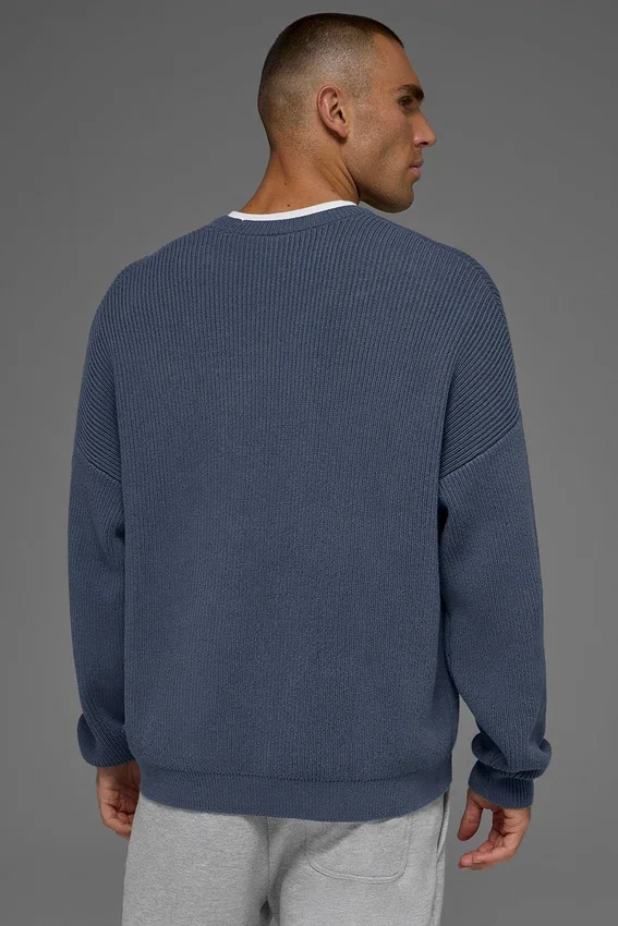 Maglione a girocollo in maglia a coste Domain - Bluestone