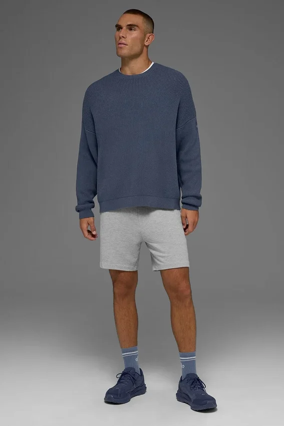 Maglione a girocollo in maglia a coste Domain - Bluestone