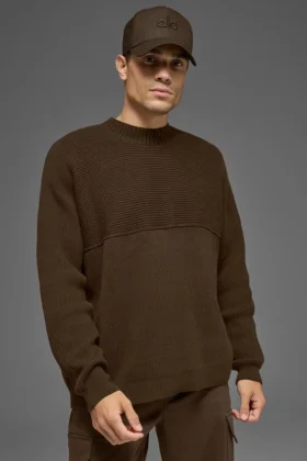 Maglione a girocollo in maglia a coste Domain Shift - Espresso