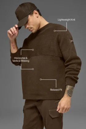 Maglione a girocollo in maglia a coste Domain Shift – Espresso