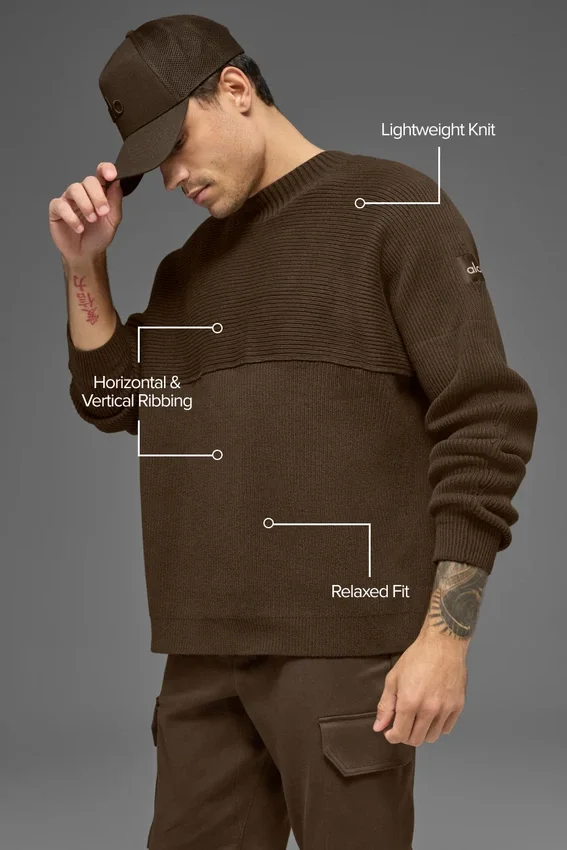 Maglione a girocollo in maglia a coste Domain Shift - Espresso