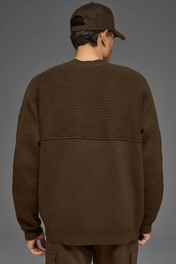 Maglione a girocollo in maglia a coste Domain Shift - Espresso