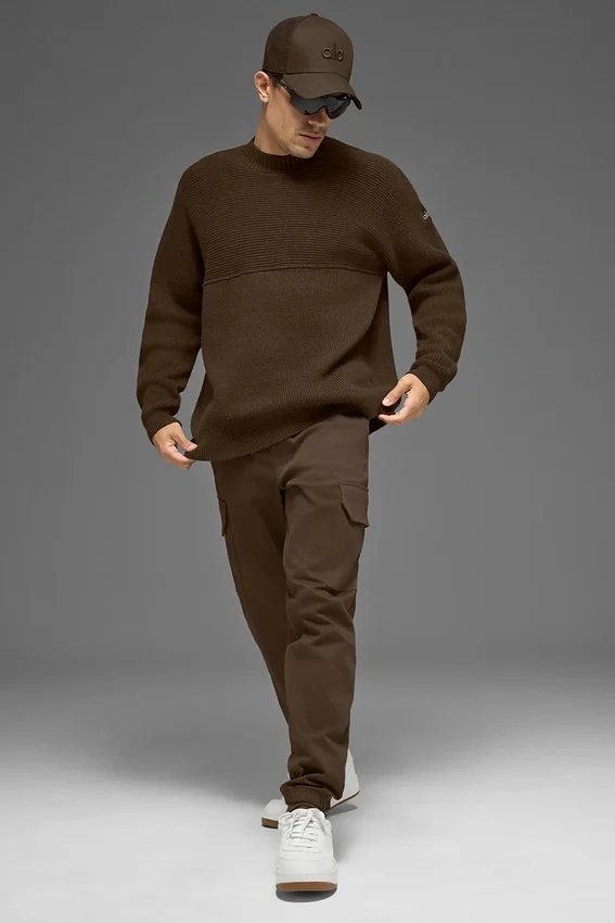 Maglione a girocollo in maglia a coste Domain Shift - Espresso